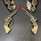 Hubley Cast Iron Texan 45 Colt Cap Guns Ornate Leather Holster