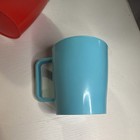 3 Mid-century Peoria Plastics Coffee Mugs Red Pink Turquoise Retro Vintage