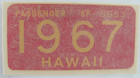 1967 Hawaii Car License Plate With Window Sticker Nos