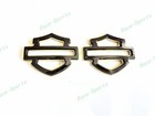 2pcs Set Gloss Black Gold Double Layer Harley Cvo Custom Tank Emblems Badges