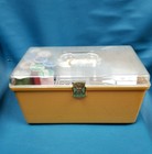 Plastic Vintage Two Layer Sewing Tote Filled W Notions Supplies Quilt Making  