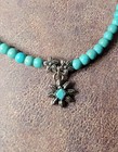 2-piece Set With Beaded Howlite Necklace And Silver Plated Flowers