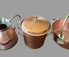Vintage Copper   Brass Miniature Cookware Pots Made In England