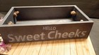 Hello Sweet Cheeks Bathroom   Toilet Tank Wooden Storage Organizer Box Gray 13 