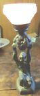 Vintage 1920   s Art Deco Figural Woman Lamp Bronze Colored Glass Globe  Works