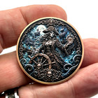 1 Oz  999 Copper Pirate Captain Skull Coin 3d Collectible Token Medal 40mm