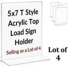 4 Pack 5 w X 7 h Sign Holder Top Load Double Sided Countertop Uline S15654 Hm546
