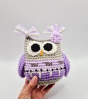Purple Owl Handmade Crochet Stuffed Animal Plush W  Flower And Embroidery 