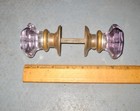 Antique Clear Glass Purple Tint Door Knobs  Brass Plates  And Spindle   1 Set