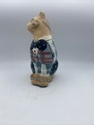 Vintage Hand Painted Cat Statute Figurine Cat With Plaid Suit Decor