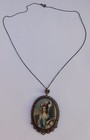 Antique Miniature Necklace Pendant Italian Silver Filigree Cannetille Portrait 