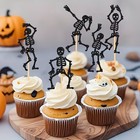Halloween Skull Cupcake Toppers Happy Halloween Theme Skull Dance Cupcake Picks 