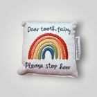Tooth Fairy Pillow Kids Cream Rainbow Embroidered Pocket Keepsake Tooth Loss