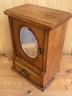 Antique Oak Apothecary Medicine Cabinet Bevelled Mirror Drawer 1920s 30s