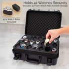 Casematix 42 Slot Watch Box Display Case     Travel Watch Storage With Foam Insert