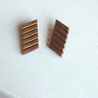 Renoir Rose Gold Tone Diagonal Stripe Metal Bracelet And Clip-on Earring Set