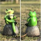 Owmell Frog Statue For Garden  Green Figurine Outdoor Decor