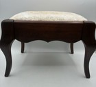 Vtg Sudberry House Solid Cherry Wood Needlepoint Footstool Queen Ann Style Legs