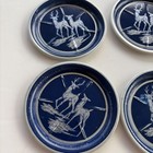 Vintage Animals Buck And Doe Deer Blue Aluminum Metal Coasters Set Of 6