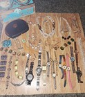 Vintage Mixed Jewelry Watch Junk Drawer 50 Pieces    