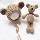 Newborn Baby Girl Boy Photography Prop Photo Crochet Knit Costume Bear Hat Set