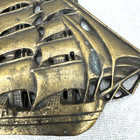 Vintage Clipper Ship Belt Buckle Brass Bronze Tone Metal Galleon Nautical Large