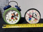 Bradley Mickey Mouse Goofy Alarm Clocks Lot Of 2 Vintage Clocks Rare Color 