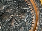 Antique Heavy Ornate With Animals Scenes Islamic Persian Silver On Copper Tray