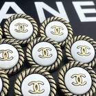 10 Chanel Buttons White Gold Cc Logo Metal 20mm Vintage