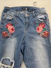 Boohoo Rose Flower Embroidered Light Wash Jeans Ripped High Waisted Size 4