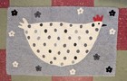 Jellybean Rug Chicken Gray Red 20    X 32    Folk Art Mat Primitive 
