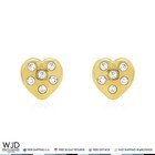 14k Yellow Gold White Zircon Heart Screw Back Stud Kids Earrings