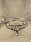 Vintage Silver Plated Round Casserole Dish Footed 10    With Ornate Handles Patina