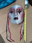 About Face Clay Art Wall Mask Vtg Mardi Gras Mime Theater White 7x6 In Jester