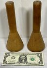 2 Antique Wooden Industrial Beehive Textile Yarn Bobbins Spools Nice Orig Patina