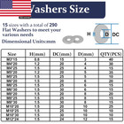 290pcs Flat Washers  304 Stainless Steel Fender Washers Assortment  15 Different