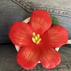 Puerto Rico Ceramic Mortar And Pestle Souvenir With Red Flower Decoration