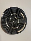 Pair Of Hand Woven African Sisal Baskets With Geometric And Spiral Patterns