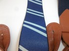 Mens Elastic Suspenders Braces Button On Blue Striped New Adjustable