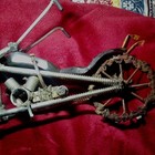 Handmade Metal Motorcycle Sculpture Figurine 3d Effect Metallic Silver Black