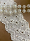 Vintage Floral Eyelet Embroidery Cotton Lace Trim  Beige scalloped sewing decor