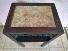 Antique Chinese Carved Hardwood Table Marble Top 19th Century Late Qing Period