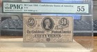 1864 Confederate States Currency 50c Note Circulated Pmg 55 Ppq S n 94900