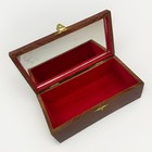 Vintage Wood Jewelry Box Mother Of Pearl Inlay Asian Pagoda Mirror Red Velvet