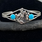 Barrel Racer Sterling Silver Turquoise Cuff Bracelet Navajo Handmade Marie Bahe