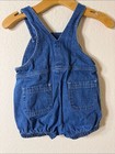 Vintage Oshkosh Bgosh Denim Bubble Overalls Shortalls Puppy Dog Romper 6-9 Month