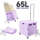 65l Folding Stair Climbing Rolling Utility Cart Shopping Crate W  Lid Groceries