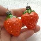 2 Antique Vintage Glass Christmas Ussr Ornaments Xmas Fir-tree Decor Strawberry