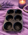 Lodge 6-cup Cast Iron Muffin Popover Pan Heavy Duty Baking Mold Black