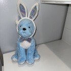 Fao Schwarz Blue Bull Dog Plush Stuffed Animal 14    Bunny Ears Easter Nwt